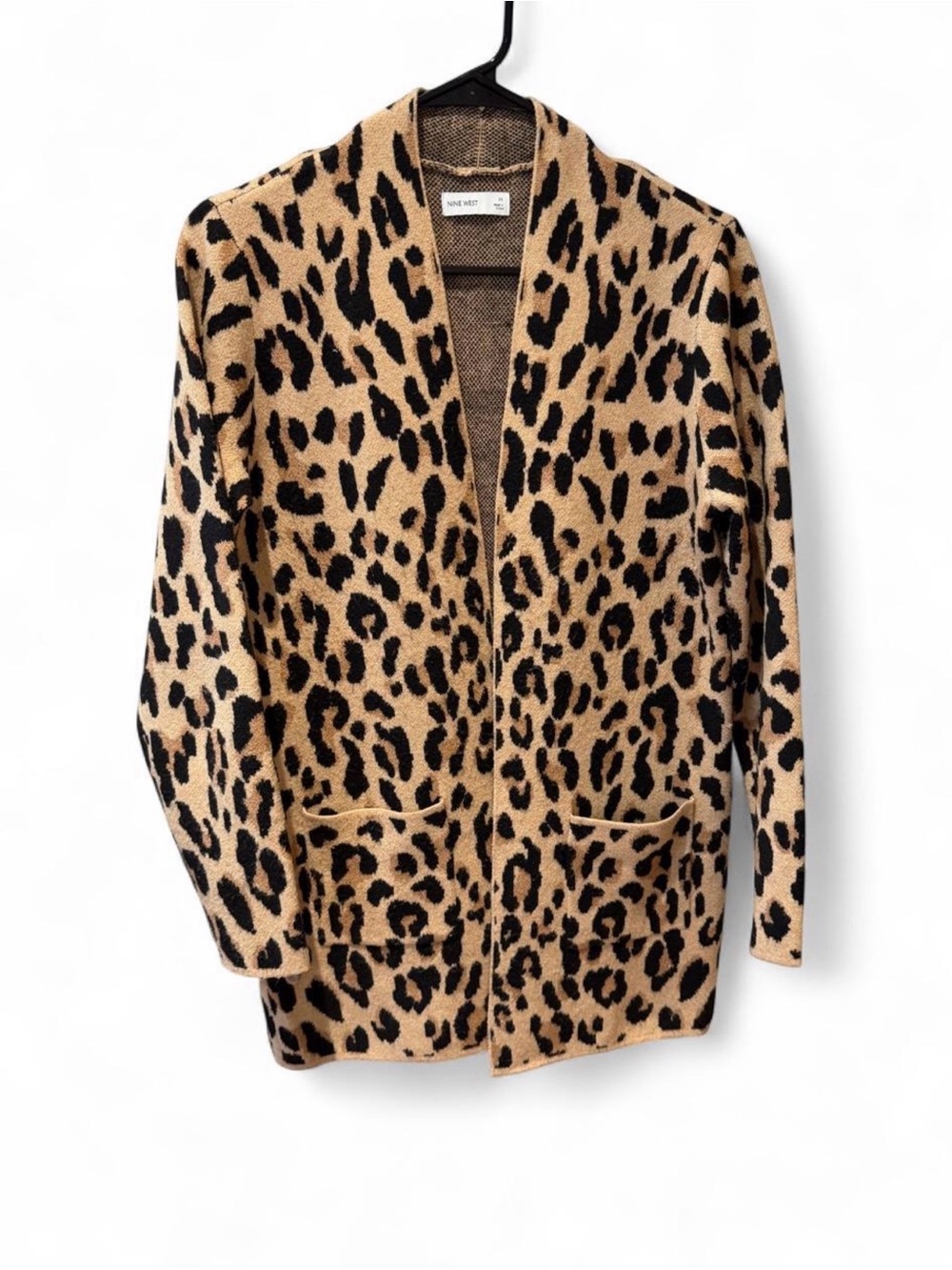 Nine West Leopard Print Open Front Jacket - Tan & Black